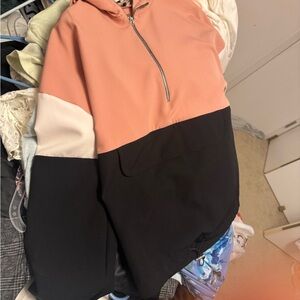 Zara Colorblock Hoodie - Peach, White, and Black
